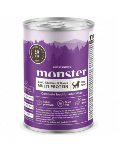 Monster Dog Multi Protein Beef/Chicken/Game Can 400 g