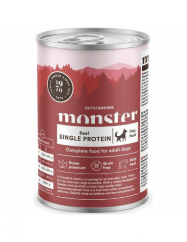 Monster Dog Adult Single Protein Beef Can 400 g