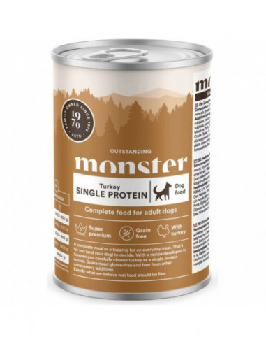Monster Dog Adult Single Protein Turkey Can 400 g