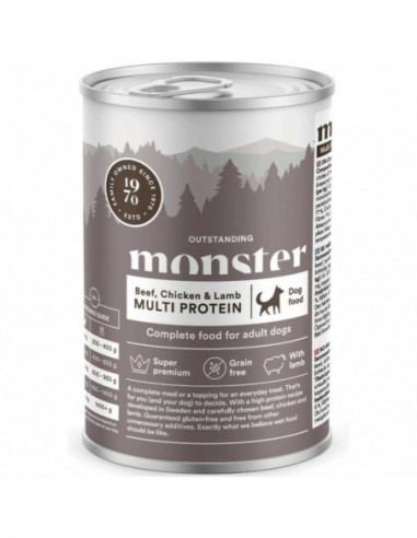 Monster Dog Multi Protein Beef/Chicken/Lamb Can 400 g