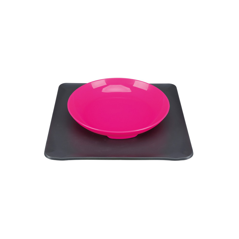 Yummynator, non-slip matskålset, 400 ml/24 × 24 cm, rosa/grå