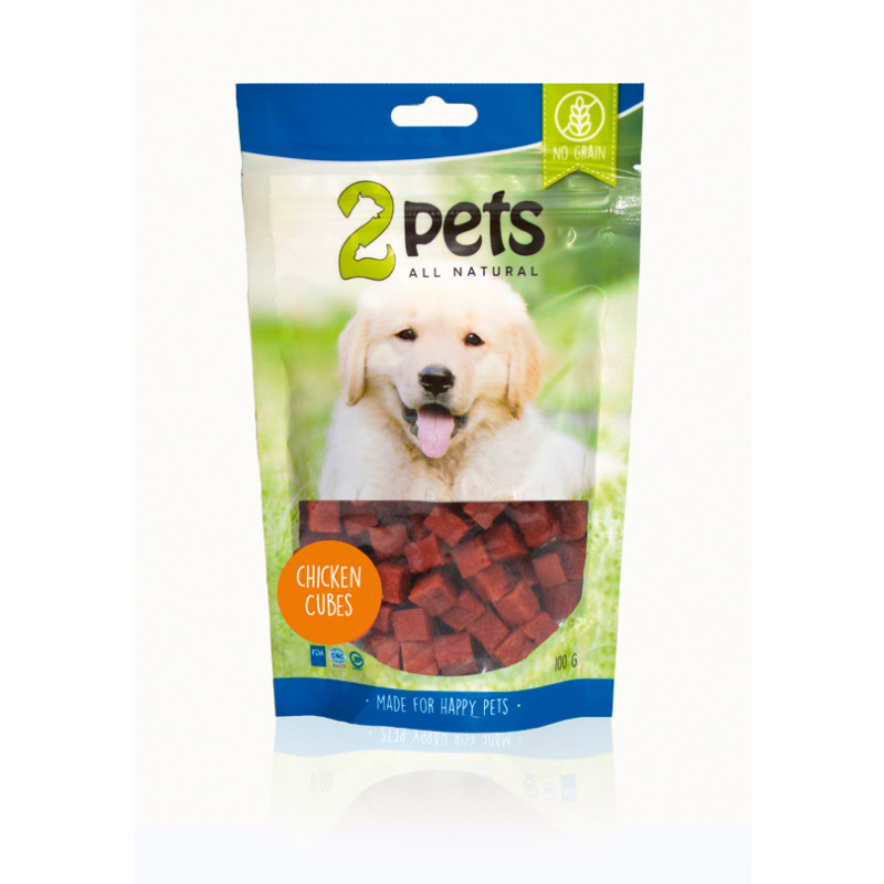 2pets Dogsnack Chicken Cubes, 100 g