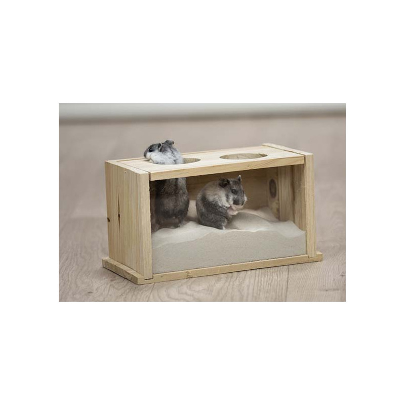 Sandbad, mus/hamster, trä, 20 × 12 × 12 cm