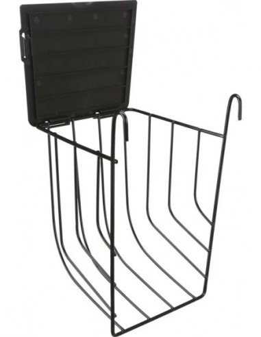 Höhäck, hängande, med lock, metall, 13 × 18 × 12 cm, svart